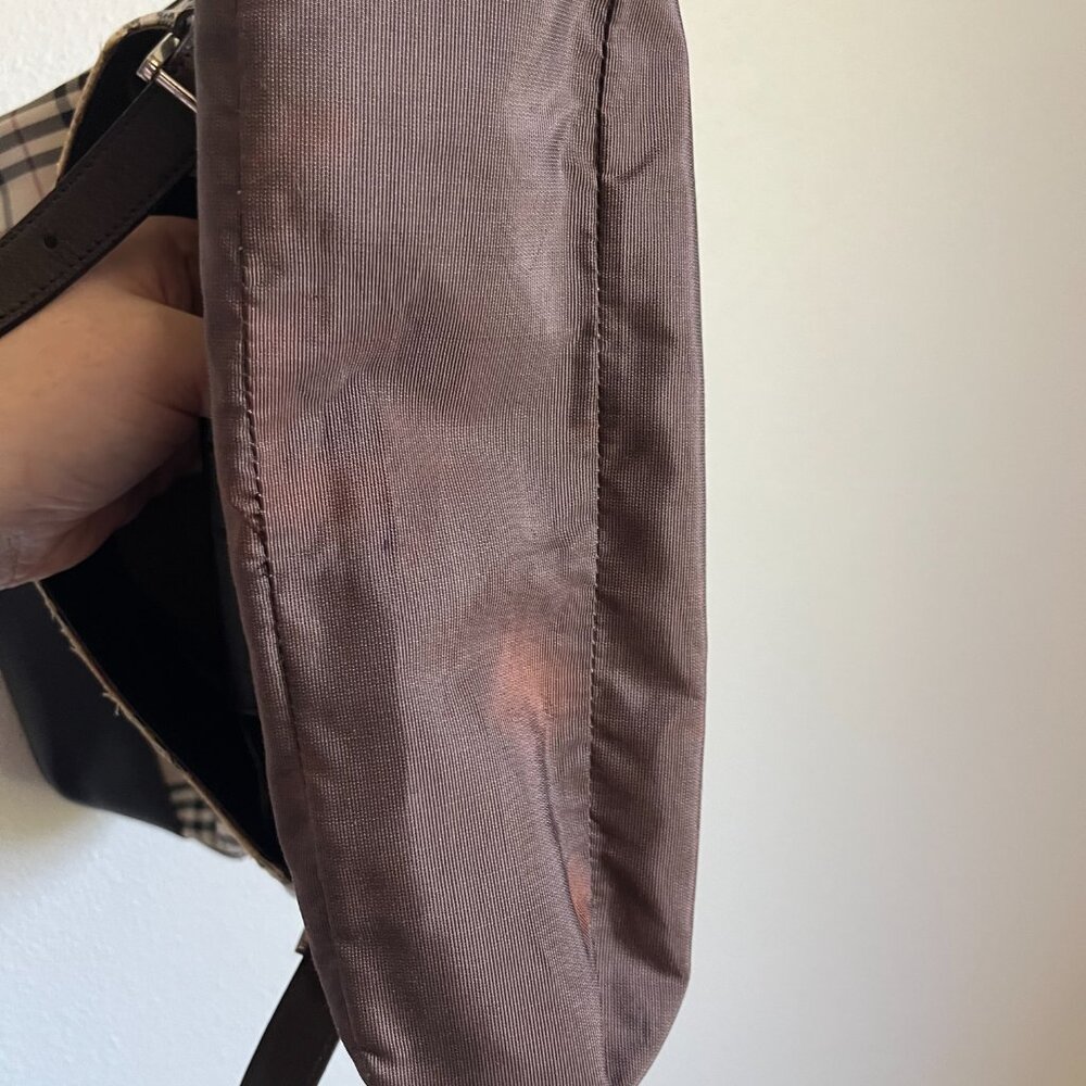 Burberry House Check and Brown Leather Shoulder Bag - Picture 15 of 16